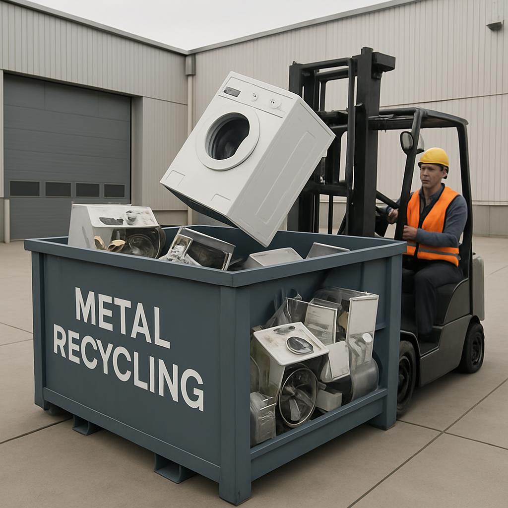 Metal Recycling Bin With Forklift